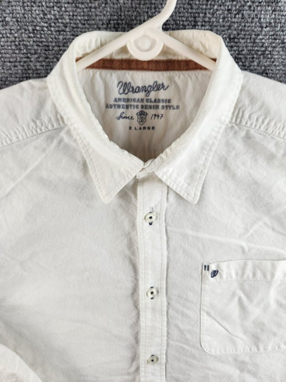Wrangler Men Long Sleeve Button Up Shirt Woven Western XL White Soft Adult